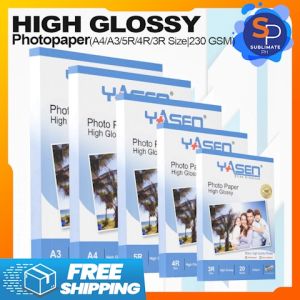 Yasen Photo Paper Glossy 230GSM 20 Sheets A3 A4 5R 4R 3R Inkjet High Quality Print