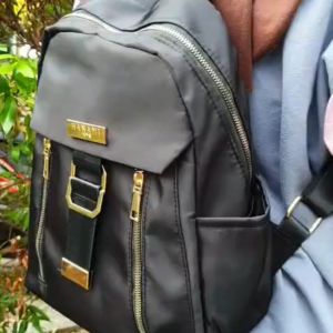 HANAMI Tas Ransel Wanita Anti Air TA1077B5 Tacika Hitam Sekolah Kantor Simple Terbaru Backpack