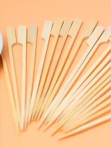 200Pcs Disposable Bamboo Sticks Natural BBQ Bamboo Skewers Fruit Cocktail Party BBQ Tools