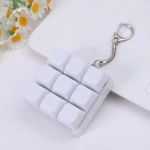 Button Keycap Keychain 9 Keys Keyboard Decompression Toys DIY Keyboard Keychain Toys For Adult Gifts To Relief Pass Time