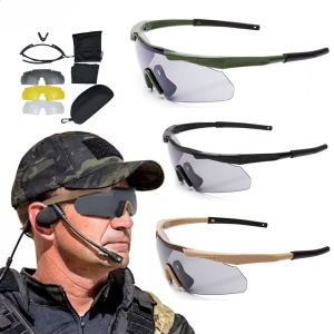Military Tactical Goggles CS Airsoft Windproof Shooting Glasses HD 3 Lens Motocross Motorcycle Mountaineering Safe Glasses
