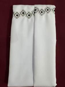 MIYAKE WHITE FABRIC 2 TONE EMBROIDERY- 1.5 YARDS SHORT SLEEVE