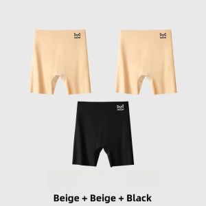 MiiOW | Ice Silk Safety Pants High Waist Womens Summer Bottoming Briefs Anti-Light Walking Ladies Seamless No Roll Edge Underwear