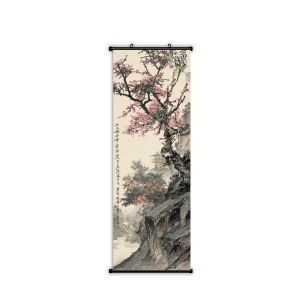 VIKAMA 3 Mảnh Tường Cuộn Thảm Bộ Hoa Mộc Lan Trung Quốc Phong Cảnh Phương Đông Nghệ Thuật Treo Tường Trang Trí Cho Phòng Khách Phòng Ngủ