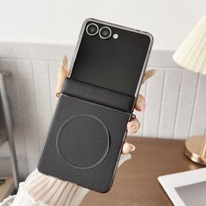 Ốp Điện Thoại Từ Tính Bằng Da PU Sang Trọng Cho Samsung Galaxy Z Flip 8/7 Magsafe Tương Thích Bảo Vệ Toàn Diện Vỏ Bản Lề Chống Sốc