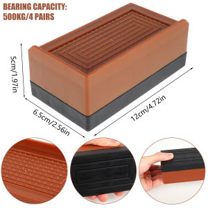 4Pcs Non-slip Bed Risers Stackable Furniture Legs L-side/Full-side Sofa Riser Shock Mute Mats Reduce Noises Tools for Desk Chair