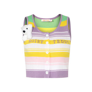 Summer Dopamine Womens Crew Neck Stripe Sleeveless Top
