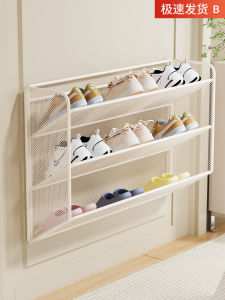 Multi-Layer Wall-Mounted Shoe Rack Entrance Hall Storage Organizer Metal Material Universal Fit No Drilling Required Door Back