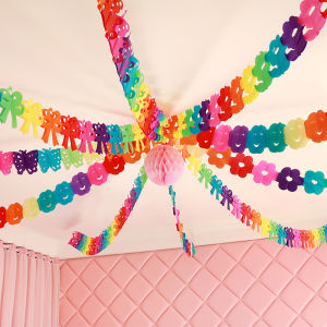 Colorful Hanging Decorations Paper Streamers for Classroom Activity Room Decoration Festive Ceiling Hanging Streamers