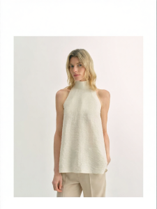 Wrinkle-Resistant Design High Neck Sleeveless Silk Blouse