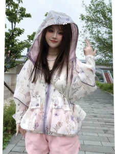 Pink Lightweight Breathable Summer New Style Womens Casual Hooded Sun Protection Outerwear Fashionable Streetwear Pocket Design
