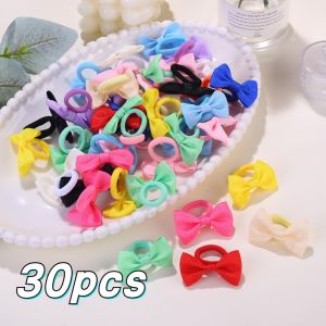 10/20/30/40pcs Cute Bow Elastic Non-slip Hair Ties | Suitable for All Occasions: Festive Photography Fun Soft Hair Accessories