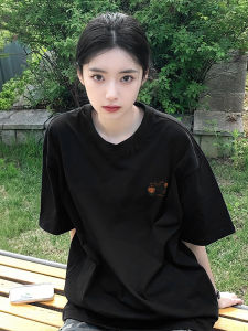 Summer Pure Cotton Short Sleeve Womens T-shirt Inner Wear Base Shirt Halter Neck Print Korean Style Casual Breathable Top