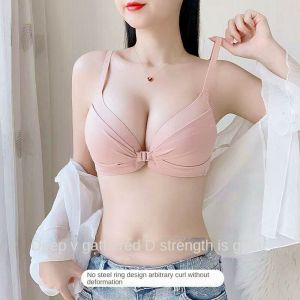 ชุดชั้นในสตรี บรากระดุมหน้า บราหลังสวย ผ้านุ่มลื่น ระบายอากาศได้ดี ไม่อับชื้น สวมใส่สบาย บราไม่มีโครง บราตะขอหน้า