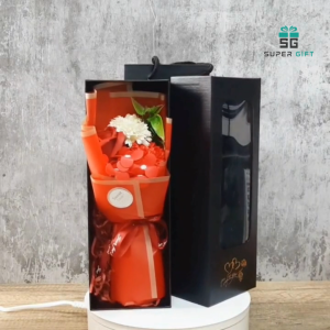 Preserved Mini Red Carnation Bouquet in Box Mothers Day Flower bouquet Soap Rose + Soap Carnation