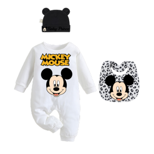 Disney | 3 Pieces/Batch of Baby Bibs Kawaii Anime Printed Hiccup Cloths Saliva Wipes Newborn Crawling Suits Newborn Hats Boy and Girl