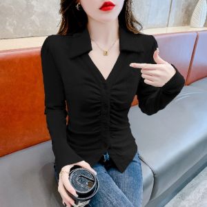 BaKooSen Womens Slim Fit Long Sleeve Polo Neck T-Shirt Base Shirt Short Style Versatile Autumn New Arrival Fashion Top