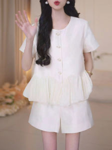 Shalldoer | Bộ đồ hai mảnh thời trang chống lão hóa mùa hè cho nữ phong cách thường ngày không tay áo sơ mi ngắn váy ngắn