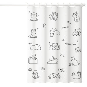 Bộ Rèm Phòng Tắm Chống Thấm Nước Không Cần Khoan Chất Liệu Polyester Phong Cách Scandinavia Với Các Nguyên Tố Hoạt Hình Cho Volkswagen