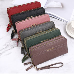 Azgalery D55 / Dompet Panjang Wanita Resleting Tempat Hp Uang Kartu Koin Tali Pendek Banyak Ruang Murah Import Fashion Style Kasual Korea / COD