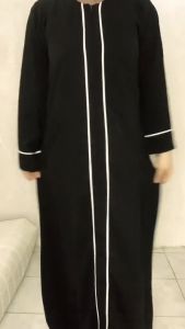 GAMIS ABAYA WANITA HITAM LIST SIMPEL ELEGANT