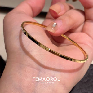 Titanium Steel Gold Plated Fashion Bracelet Womens Commute Versatile Stackable Non-Fading Minimalist Ring High-End Feeling