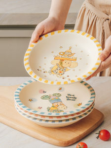 Đĩa Tròn Bằng Gốm Sứ Dễ Thương Hoạt Hình Cho Trẻ Em Đĩa Ăn Sáng Đĩa Trái Cây Đĩa Tráng Men Cao Suyển Đĩa Đựng Đồ Ăn Gia Đình