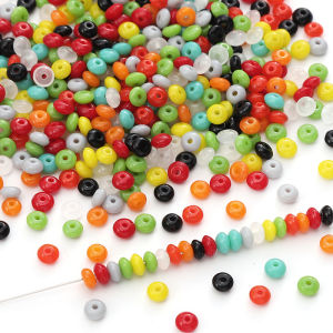 30/50Pcs 2x4mm Colorful Flying Saucer UFO Glass Beads For Jewelry Making DIY Charm Bracelet Necklace Keychain Xmas Gift Crafts Accessories