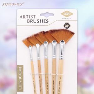 EELHOE | 5pcs Fan Shape Gouache Painting Pen Nylon Hair Paint Brush Drawing Art Supplies