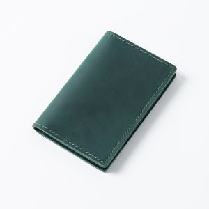 Portable Genuine Leather Bifold Card Holder Pocket Wallet for Male Handmade Slim Credit Card Case for Womens Travel Wallet