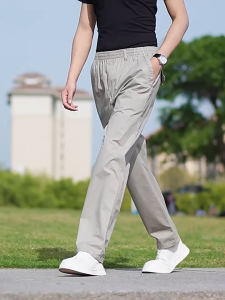 Long Pants Male Pure Cotton Mens Casual Pants Loose Cotton Fashion Pocket Design