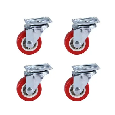 Bộ 4 Bánh Xe Xoay Đa Năng Màu Đỏ 15 Inch (cố Định & Xoay) Dành Cho Tủ Đồ Nội Thất Và Xe Đẩy Tay