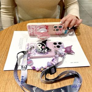 Cartoon Kuroko Phone Case with Crossbody Rope Full Protection for Honor Play Series Cute Melody Sandflow Stand Shockproof