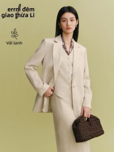 Eifini | Bộ Váy Suit Lanh Lyocell Mây Nút Đơn