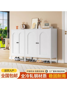 Steel Shoe Cabinet Indoor Entrance Hall Storage Integrated against Wall Home Entrance Shoe Rack New 2025 Popular Iron Cabinet