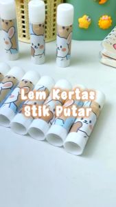 Lem Perekat Kertas Padat Glue Stick Lem Stik Batang Putar Sekolah Kantor Motif Korea Lucu