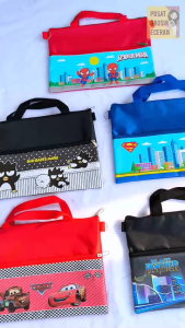 Custom Tas Les 2 Ruang Aneka Karakter Sling Bag Jinjing Anak Tas Souvenir Sekolah Kursus Belajar Suvenir