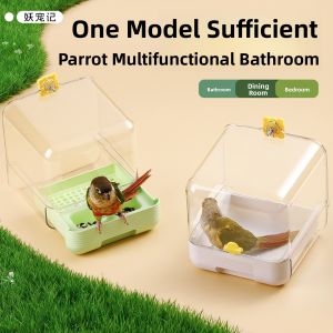 Large Size Parrot Bathing Basin Bird Bath Room Accessory External Hanging Bathing Box Universal for All Birds Plastic Material
