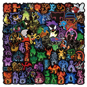 Bandai | 102 Chiếc Neon Pokemon Bộ Hình Dán Vinyl Chống Thấm Nước Đề Can Hoạt Hình Pikachu Dễ Thương Anime Cho Laptop Hành Lý Đàn Guitar Đồ Chơi Trẻ Em Trang Trí