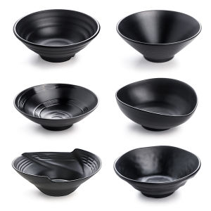 Black Ceramic-Like Noodle Bowls Commercial Use Restaurant Special Creative Soup Bowls for Rice Noodles And Pull Noodles