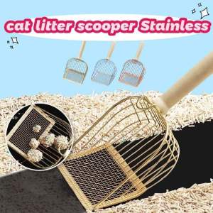 Cat Litter Scooper Stainless Poop Scooper Pet Litter Sand Shovel Metal Pooper Handle Pet Clean Tool
