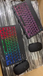 Wireless RGB Bluetooth Keyboard Mouse Set 7Color Backlit for iPad Phone Tablet Laptop PC Papan Kekunci Tetikus