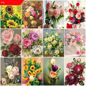 ชุดงานปักครอสติชภาพปักเพชรแบบทำมือชุดภาพโมเสคปักเพชรเพชรกลมเต็มกุหลาบของขวัญการตกแต่งบ้าน5D