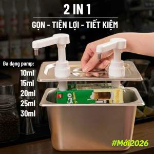 Bình bơm sữa đặc 2 vòi inox 304 cao cấp - không nhiễu cho quán đông vòi pump 10-30ml