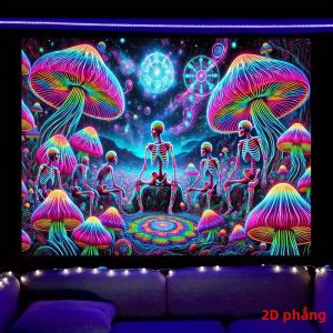 VIKAMA Neon Tinh Vân Hình Nấm Đầu Lâu Tấm Thảm Hợp Thời Trang Giả Tưởng Phòng Khách Sofa Phông Nền Polyester Treo Tường Trang Trí