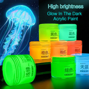 Borrence 20/60ml Fluorescent Pigment Long-Lasting Luminous Paint Glow In Dark Acrylic Paints Artwork DIY Festival Party Supplies