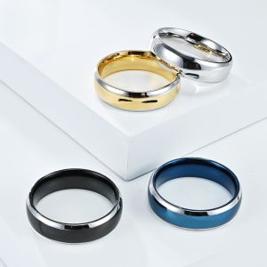 Kemstone gương hai tông màu Nhẫn Titan tối giản vòng tròn cao cấp cho phụ nữ
