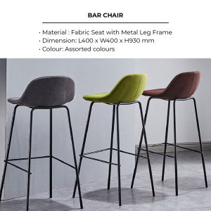 Bar Chair / Leisure Chair / Bar Stool for Dining Room Kitchen Bar Restaurant Cafe / Metal Frame and Fabric Seat Cushion Stool / Industrial Indoor Bar Chairs / Kerusi Kaunter / 吧台高椅