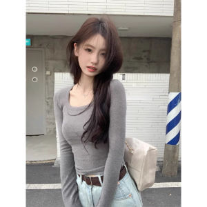 chaqi | Warm U-Neck Slimming Long Sleeve T-Shirt