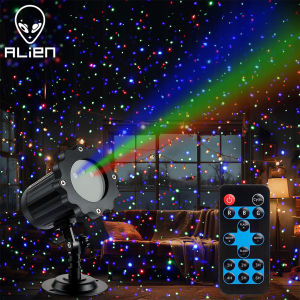 ALIEN Christmas Starry Laser Projector Lights Outdoor RGB Moving Star Shower Waterproof Garden Holiday Party Decor with Remote